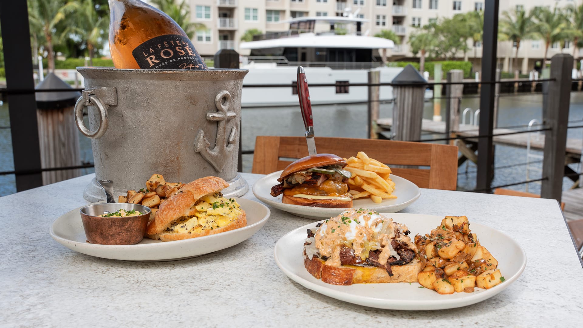 Brunch food and drinks at Boatyard in Fort Lauderdale
